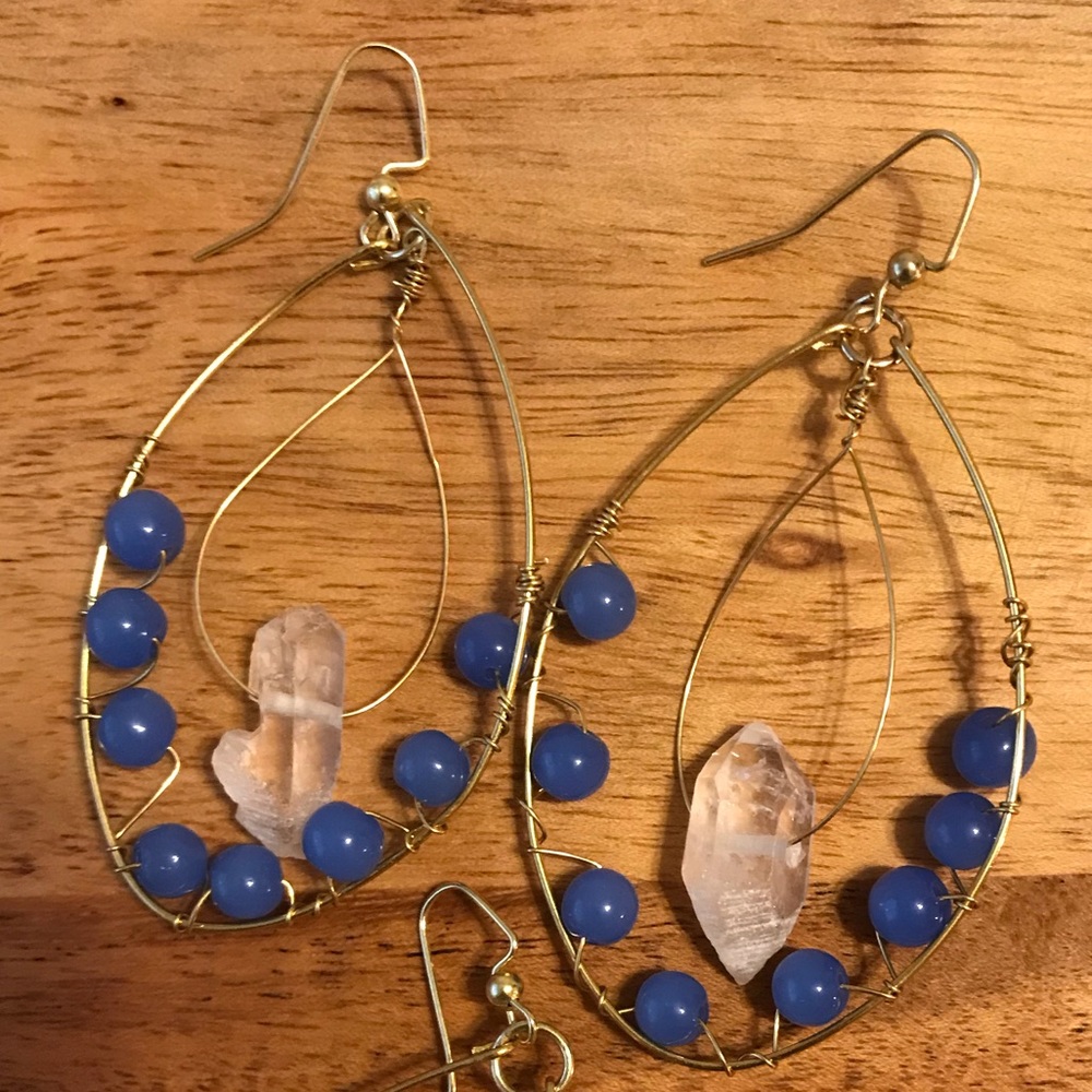 Wire wrapped crystal boho hoop